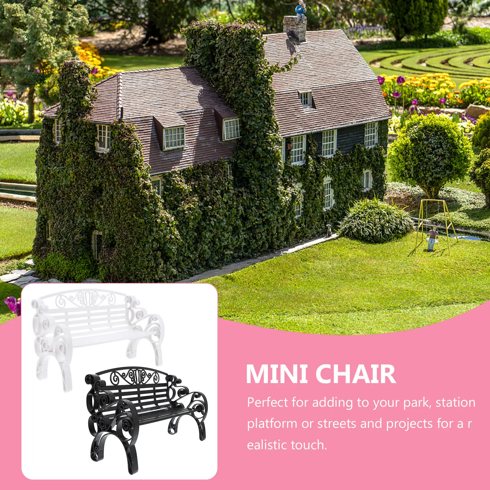 

2 шт. миниатюрных скамейок для миниатюрного домика, элегантное украшение в европейском стиле, декор для сада, парковые скамейки, аксессуар для ландшафтного дизайна