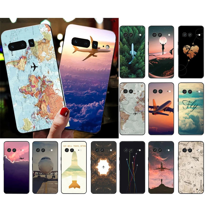 Telefoon Geval Voor Google Pixel 10 9 Pro XL 9A 8 7 6 Pro Pixel 8A 7A 6A Pixel 8 7 6 5 Vliegtuigen Vliegtuig reizen Vliegtuig