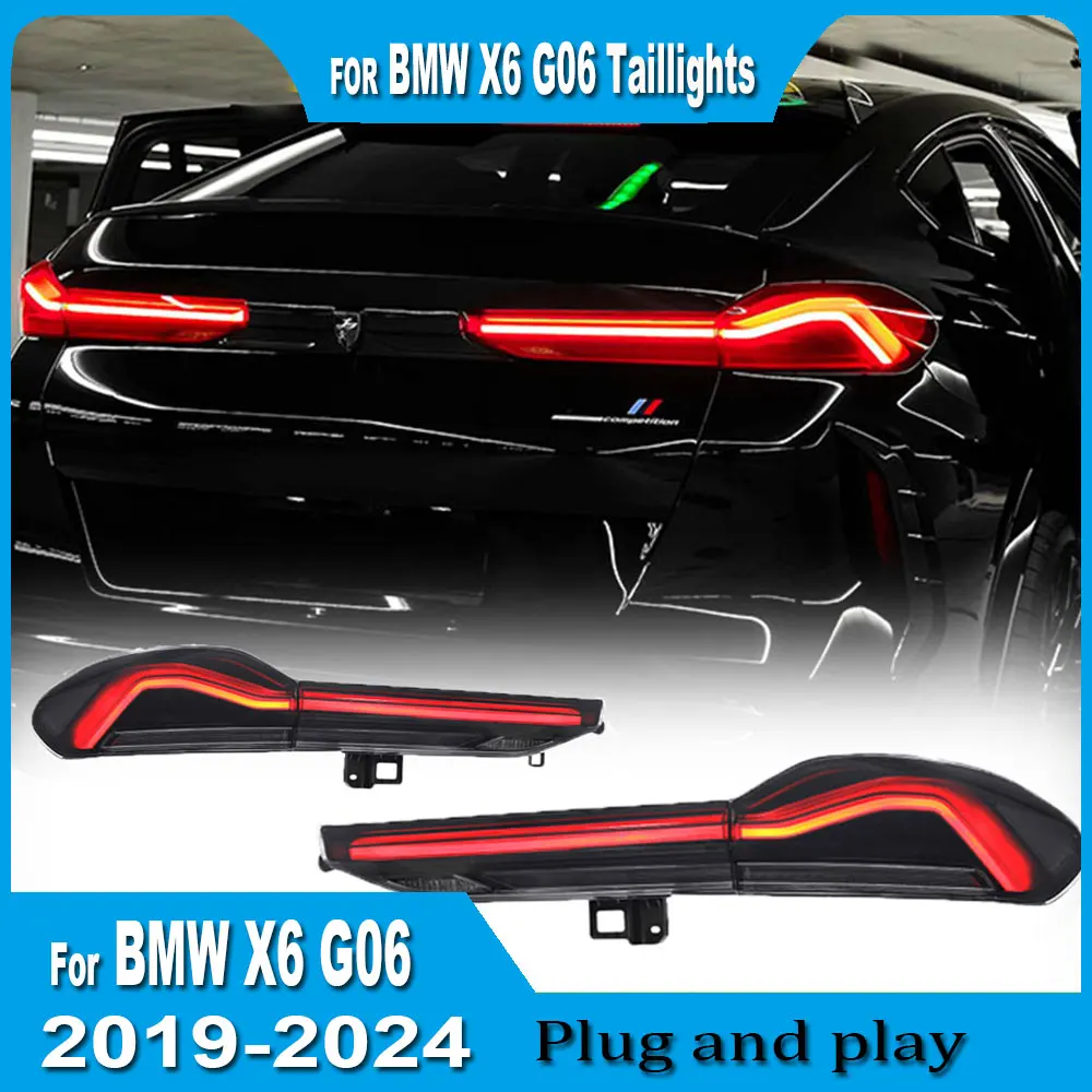 

Car Tail Lights For BMW X6 G06 Taillights Assembly 2019-2023 Modified Rear Brake Reverse Turn Signal Lights Plug and play 2pcs