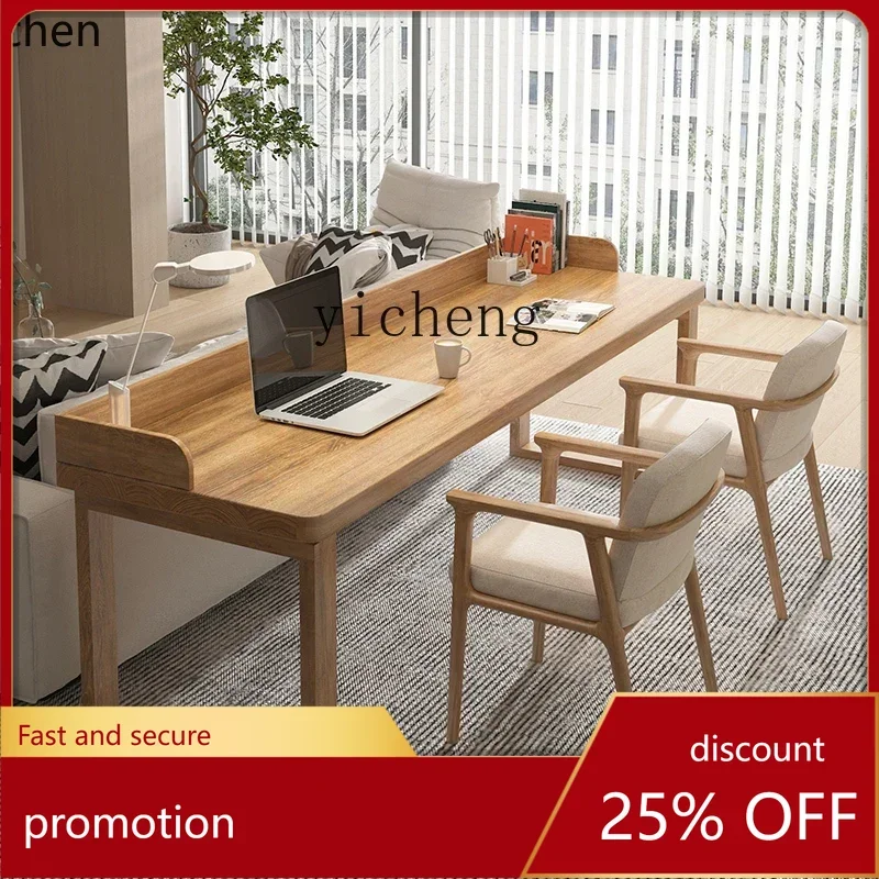 

HXL Solid Wood Computer Desk Simple Modern Desk Workbench Living Room Double Study Table