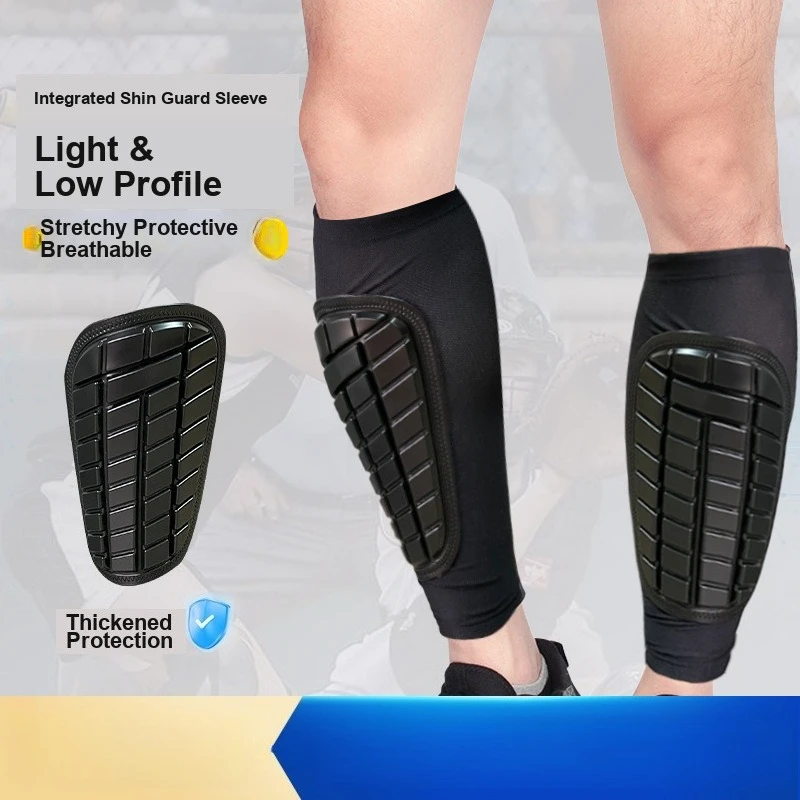 Integrated Soccer Shin Guard Shockproof Breathable Summer Lower Leg Protector for Basketball Running Sports