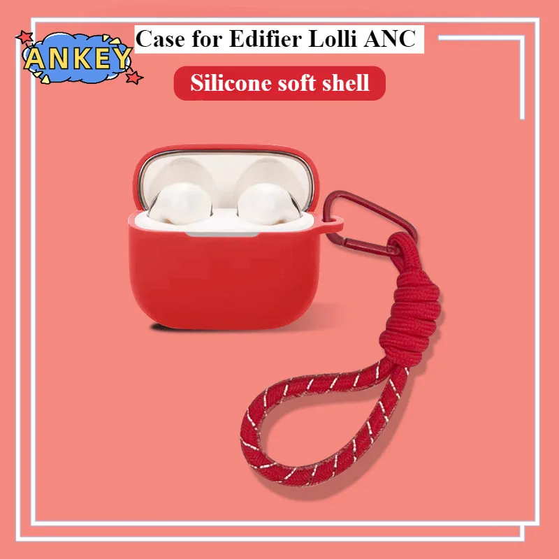 for Edifier EvoBuds Silicone Cases With Hook Protective Shockproof Wireless Earphone Cover Bring a hanging rope