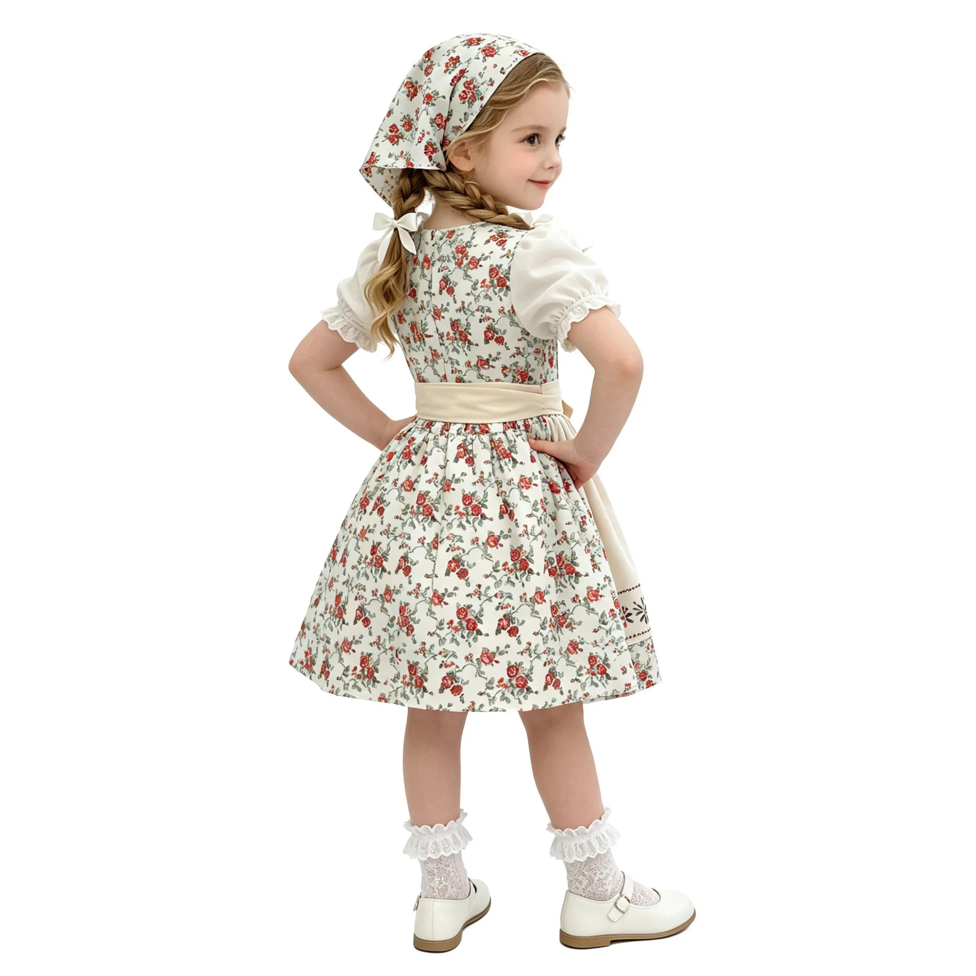 Girl Countryside Style Floral Dress Beer Festival Floral Dress Countryside Style Theater Stage Dress