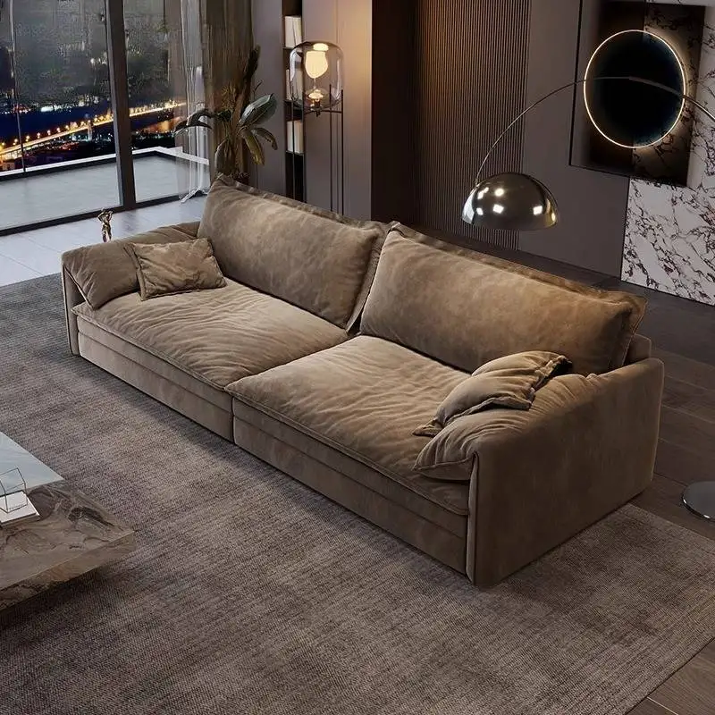 Velvet Gorhic Luxury Lazy Sofa Brown Designer Floor Convertible Lazy Sofa Chaise Lounge Modular Muebles Para Hogar Furniture