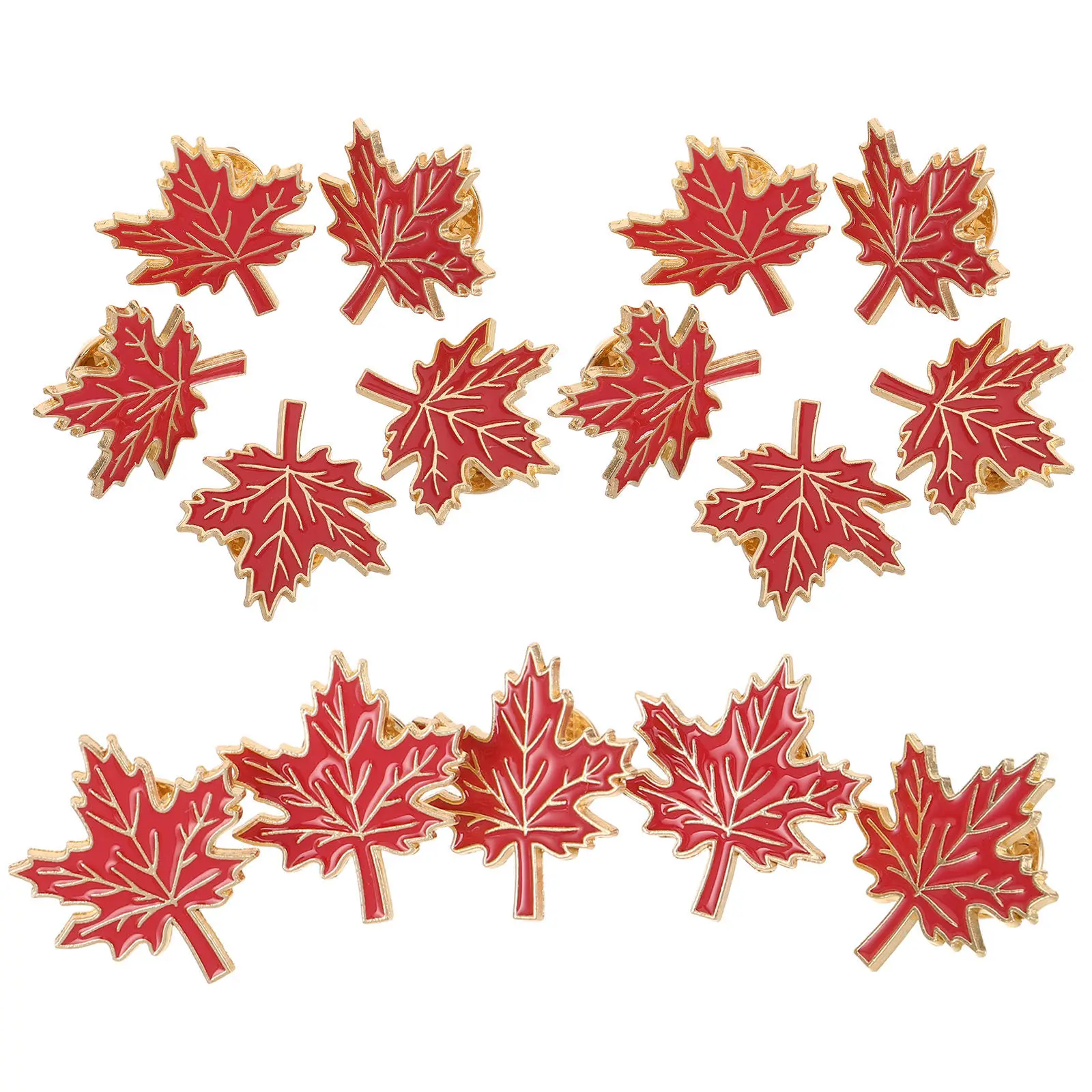 15pcs Maple Leaf Lapel Pins – Sturdy Metal, Lightweight & Elegant, Perfect Gift for Any Outfit
