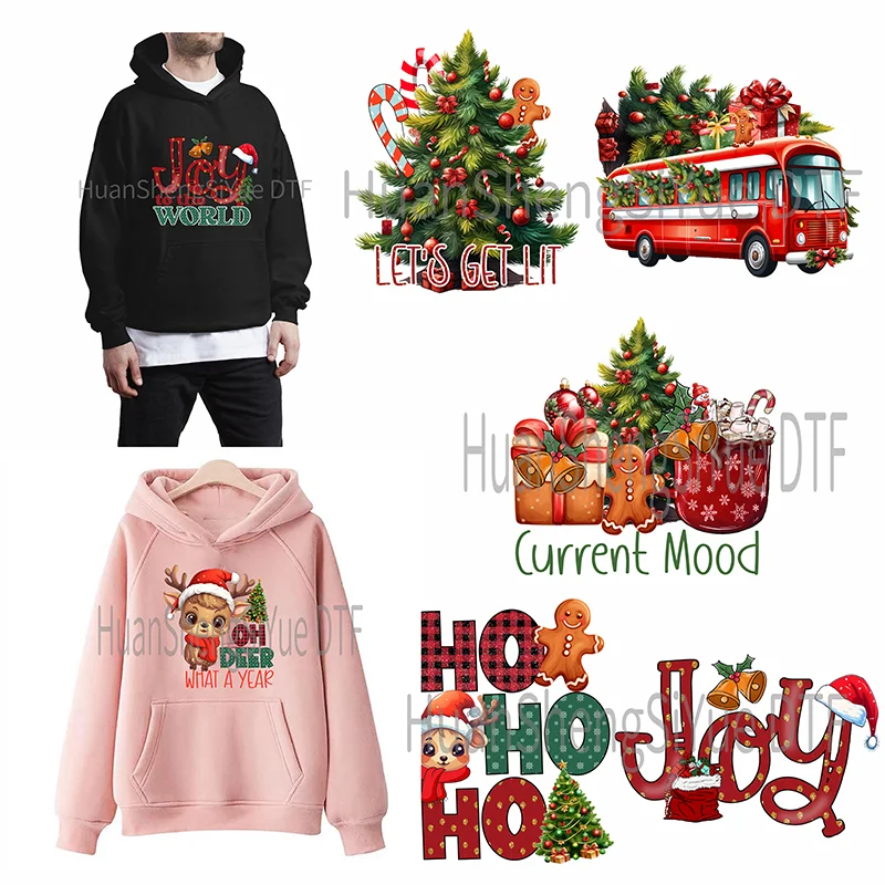 Weihnachten Bügeln Aufkleber Kleidung dtf Mode T-Shirt Hoodie DIY Jacke Patch Hot Paste Papier wasserdicht