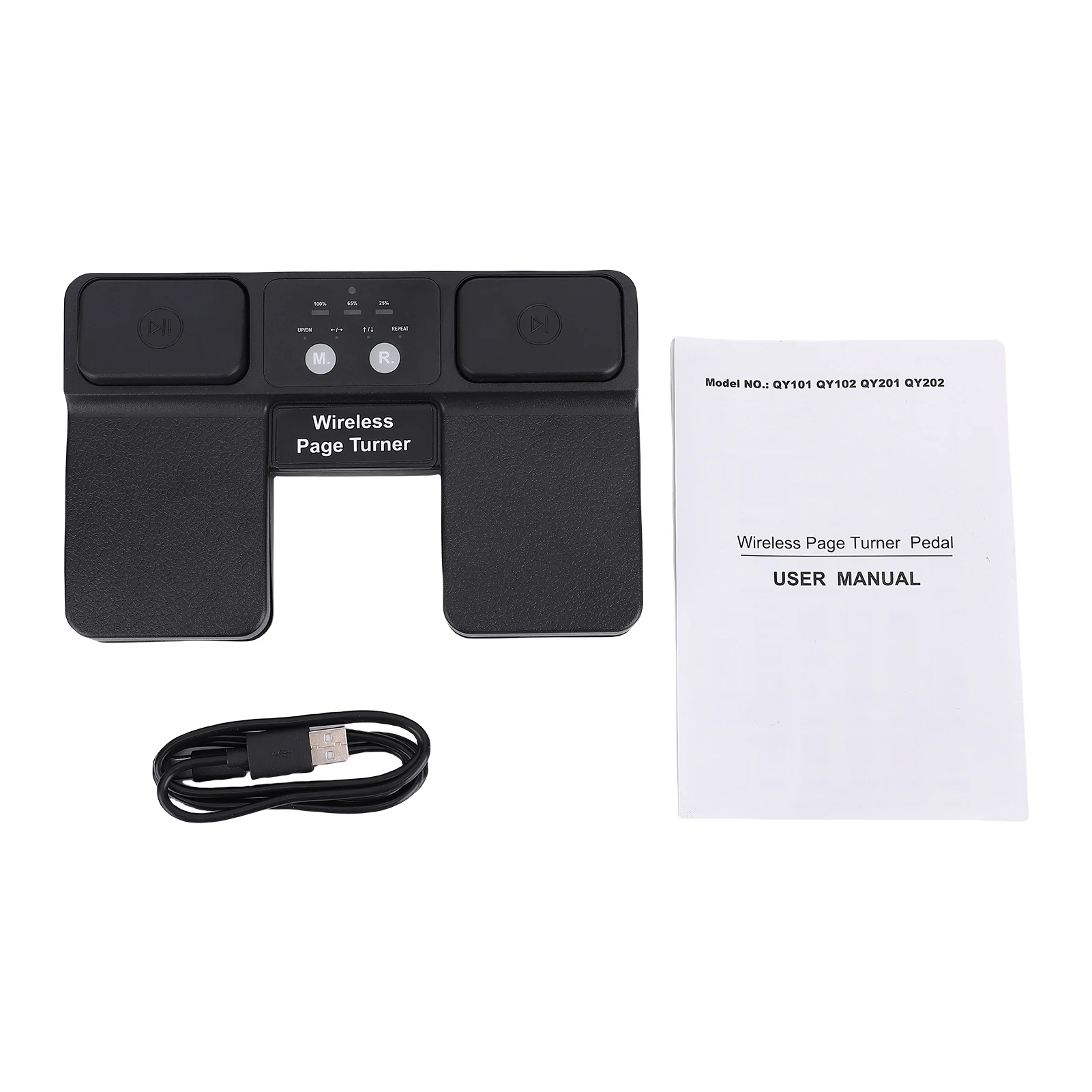 Pedal volteador de página inalámbrico QY102, volteador de página de música portátil BT para Piano, guitarra, tabletas, teléfonos, volteador de página de pie silencioso