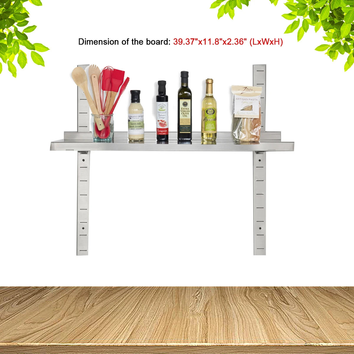 Wall Mounted Bathroom Rack 1 Tier 201 Stainess Steel Storage Holder Strip Kitchen Shelves Accessories Space Length 70cm/27.56"