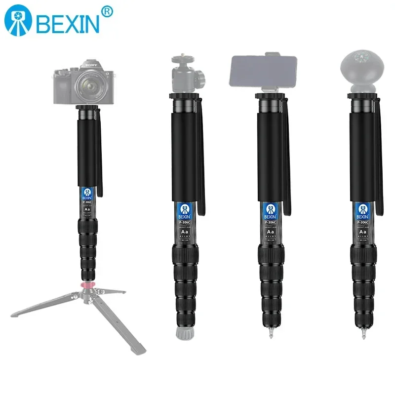 Bexin P306A/306C Carbon Fibre DSLR Camera Monopod Portable Photo Shooting Selfie Stands Mobile Phone Live Streaming Monopods