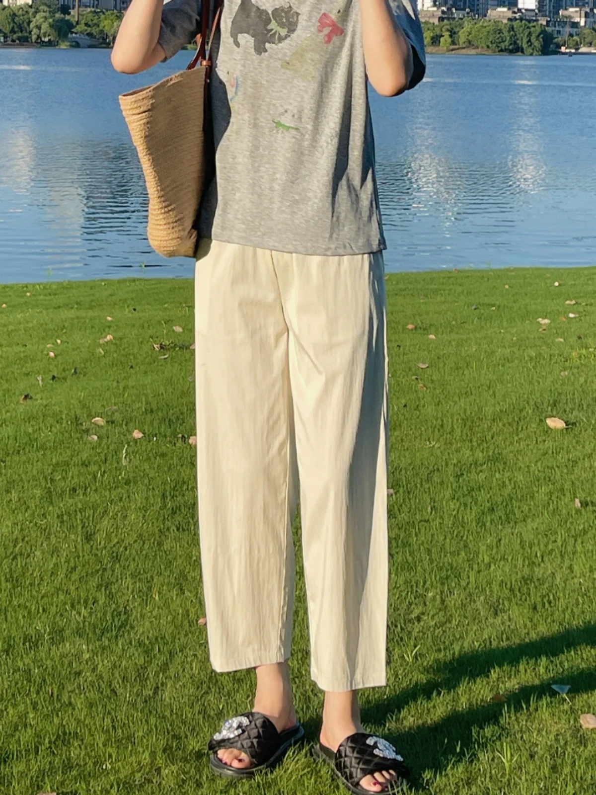 

Элитные шелковые брюки-гармошка из модала, летние, маленький размер, гладкие, универсальные, комфортные, с дизайном на талии