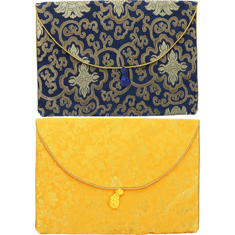 2Pcs Embroidery Brocade Buddhist Pouch Jewelry Organizer Scriptures Sundries Storage Bag Chinese Style Cloth Jewelry Pouch