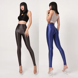 Satin Glossy Cargo Pants Sexy Silk High Waist Yoga Sports Leggings Women Bottoms Tights Opaque Fitness Lady's Legwear Stockings