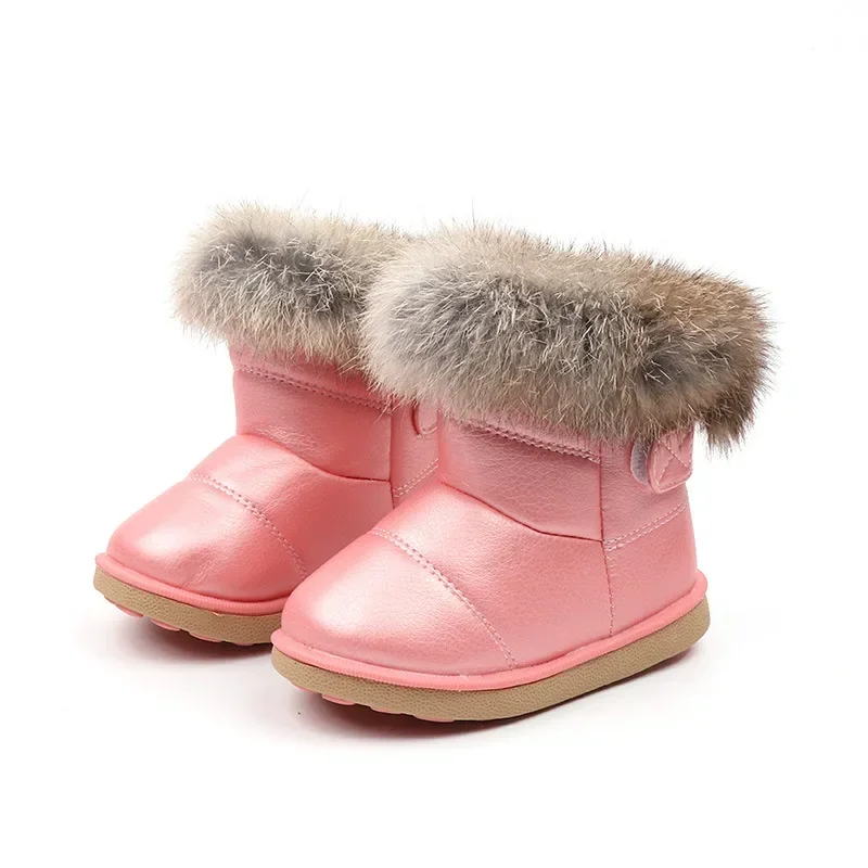 Girls Boots Fashion Snow Boots For Kids Children Rubber Boots For Toddler Boys Girl Toddlers Warm Cotton Plush Fur