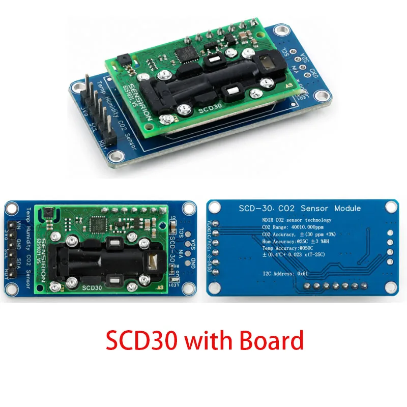 SCD30 CO2 Sensor Module with Qwiic Base Board Carbon Dioxide Temperature Humidity Air Quality Detection Sensor for Arduino ESP32