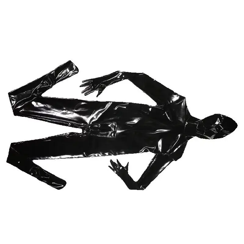 

Глянцевый сексуальный комбинезон из искусственной кожи Zentai, универсальный боди для косплея, комбинезон на молнии с открытой промежностью, корректирующее белье, сценический наряд Valet, комбинезон