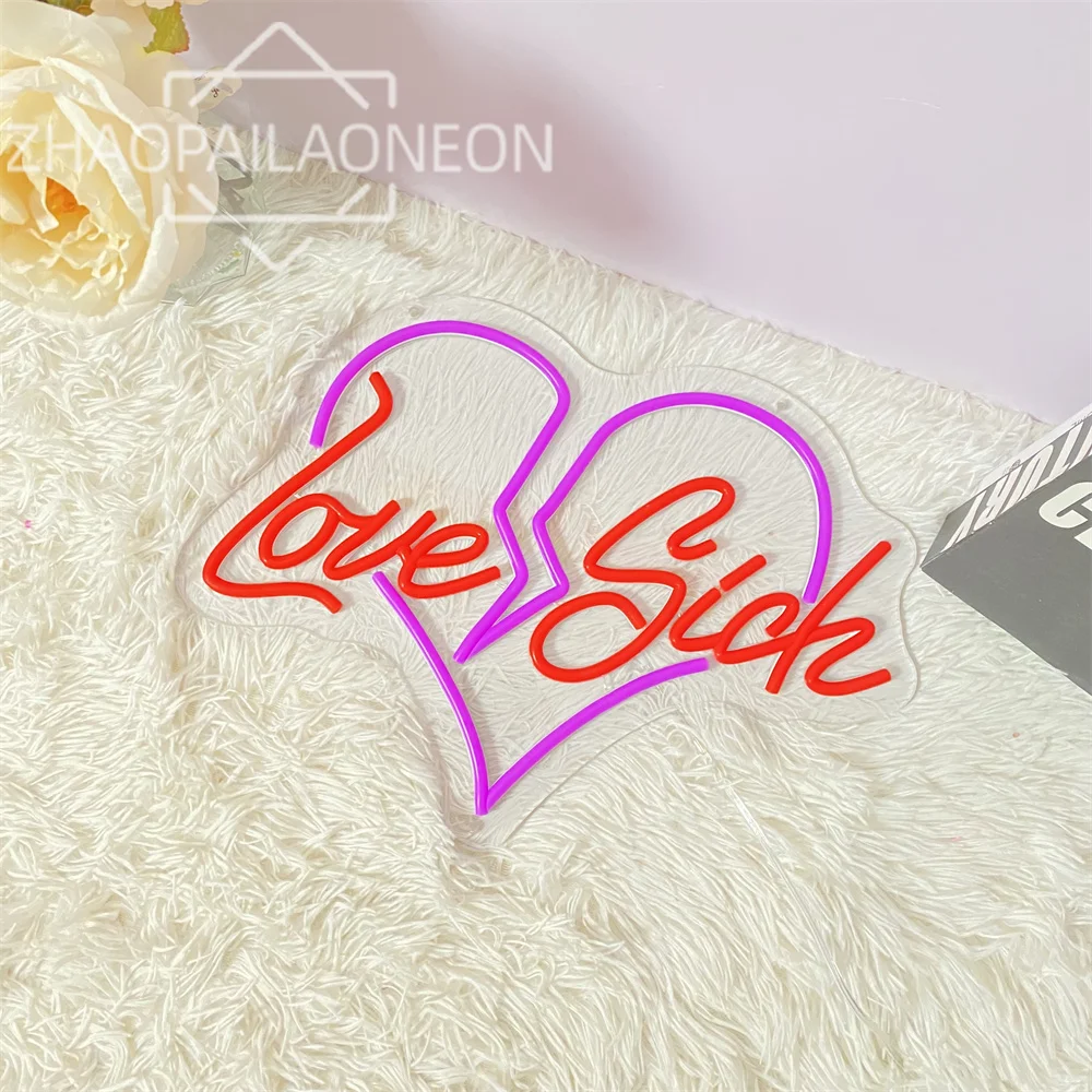 Love Sick Neon LED Sign Wall Light, Decoração do quarto, Lâmpadas do quarto, Decoração do quarto, Luzes noturnas, Festa, Bar, Clube