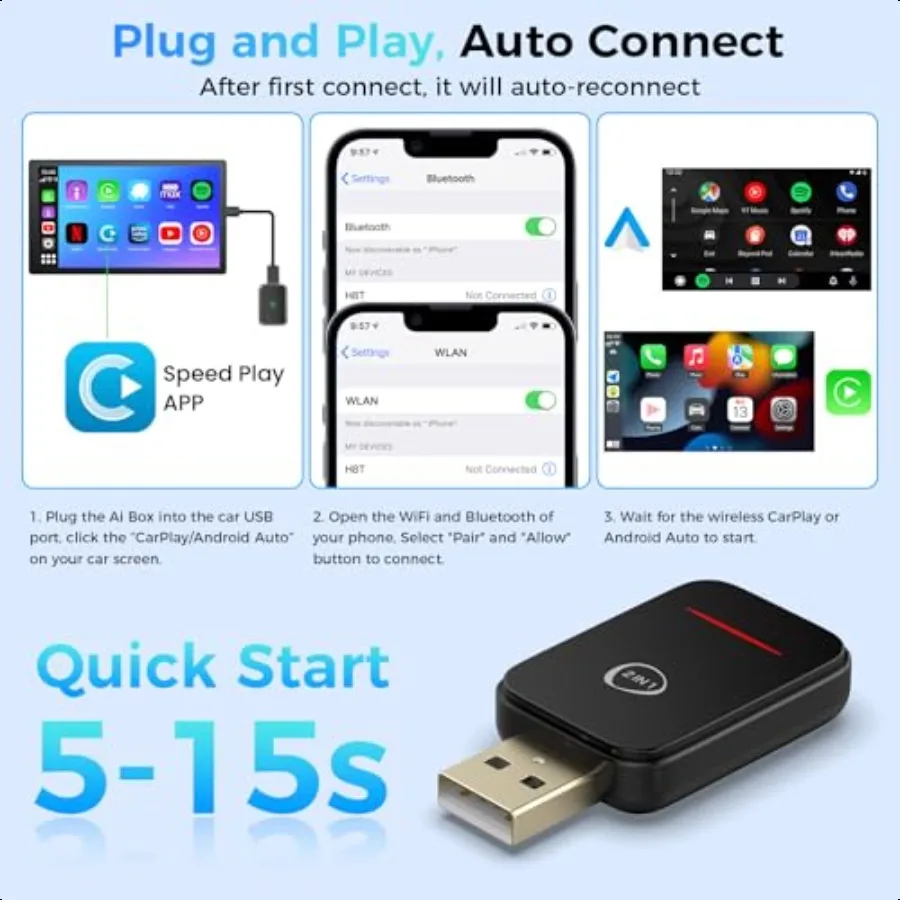 Мини-адаптер Android Auto Wirel Adapter Wirel CarPlay для iPhone iOS Android Wirel CarPlay USB-ключ для автомобилей с проводом OEM C
