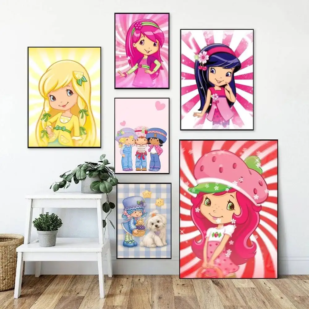Cute S-Strawberry S-Shortcake-Girl  Poster Perfect Space Sticker Self Adhesive for Office Home Theater Wall Art Decor Fancy Gift