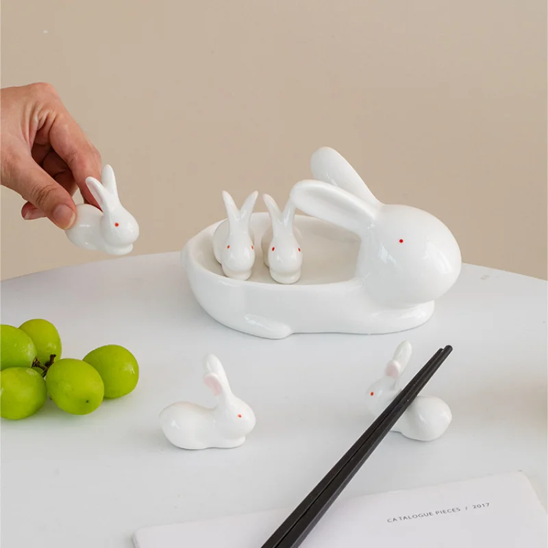 Household Creative Chopstick Rest Cute Cartoon Duck Shaped Ceramic Holder for Dining Table Easy to Clean & Store