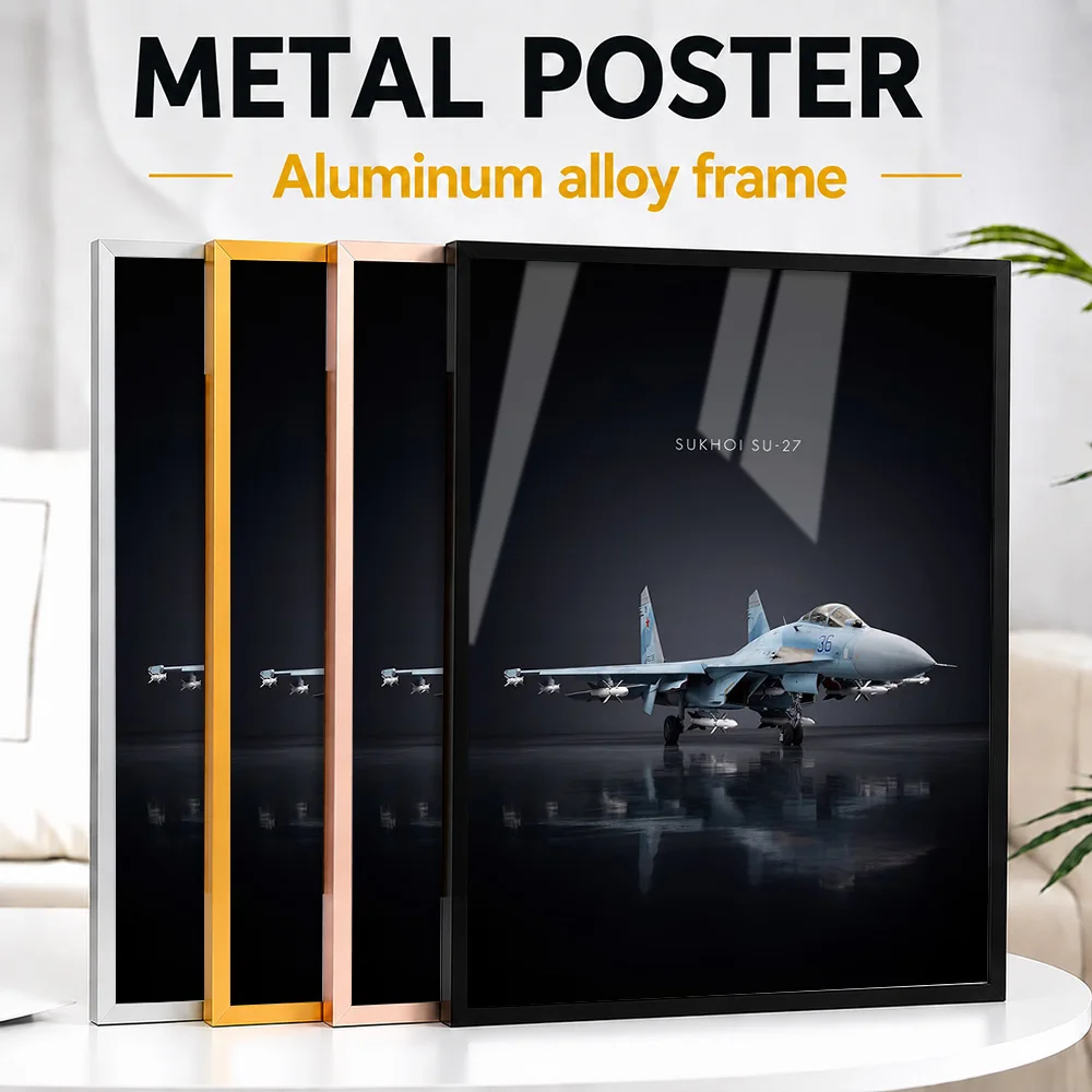 Sukhoi Su-27 Fighter Jet Framed Metal Print Customized Flight Tribute Wall Art Perfect Within Study Room As Engineering Fans