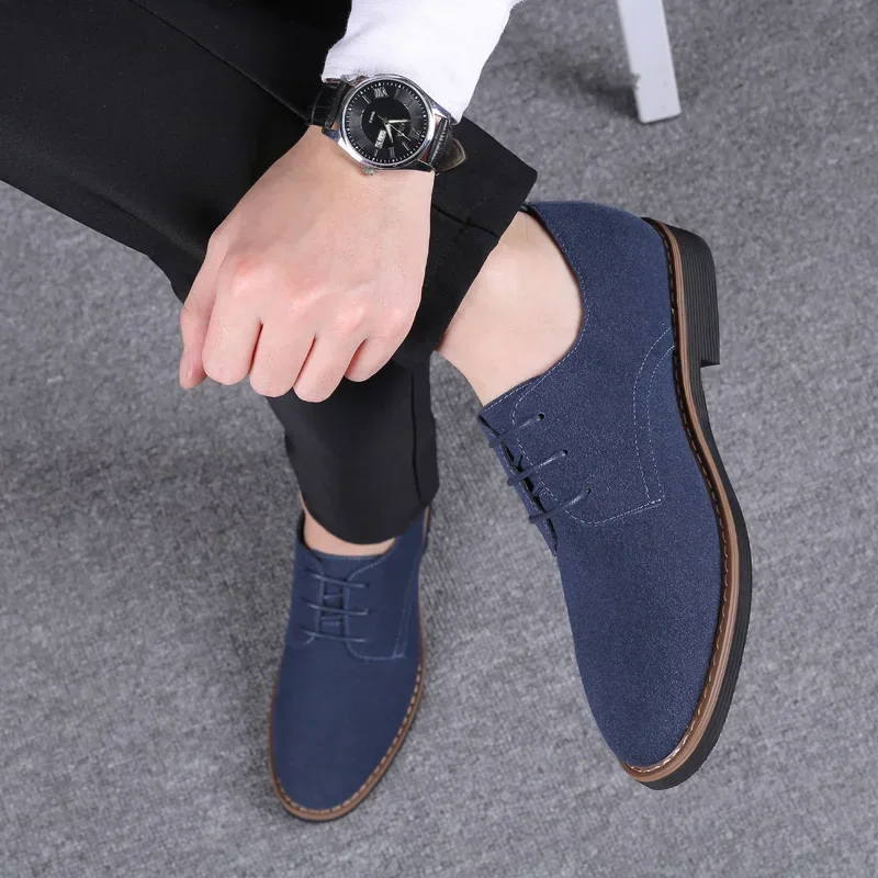 Men Oxfords Suede Leather Dress Shoes Men Casual Shoes Sneakers Luxury Brand  Loafers Men Classic Flats derby shoes