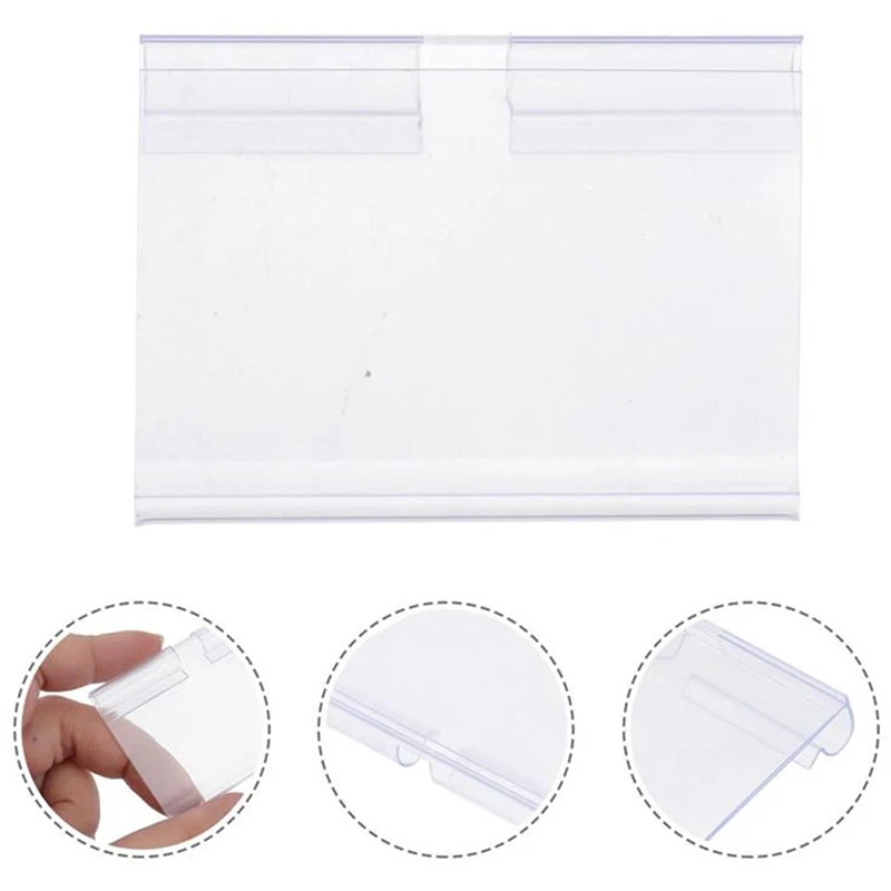 10PCS Clear Plastic Sign Label Holder Wire Shelf Label Merchandise Sign Display Holder Stand Supermarket Shelf Card Rack
