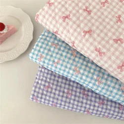 Grid Bow Polyester Fabric For Children's Clothing Pet Clothes Handmade DIY Bag Fabric