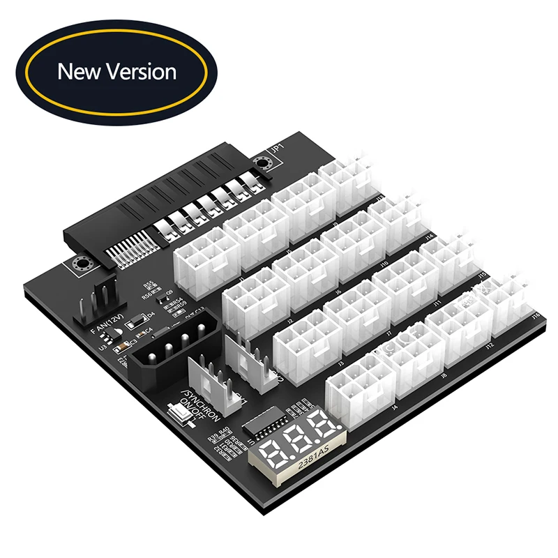 

ATX 16 Port 6Pin Power Supply Breakout Board Adapter Converter with Flash LED for HP 733428-101 720620-B21 830272-B21 720478-B21