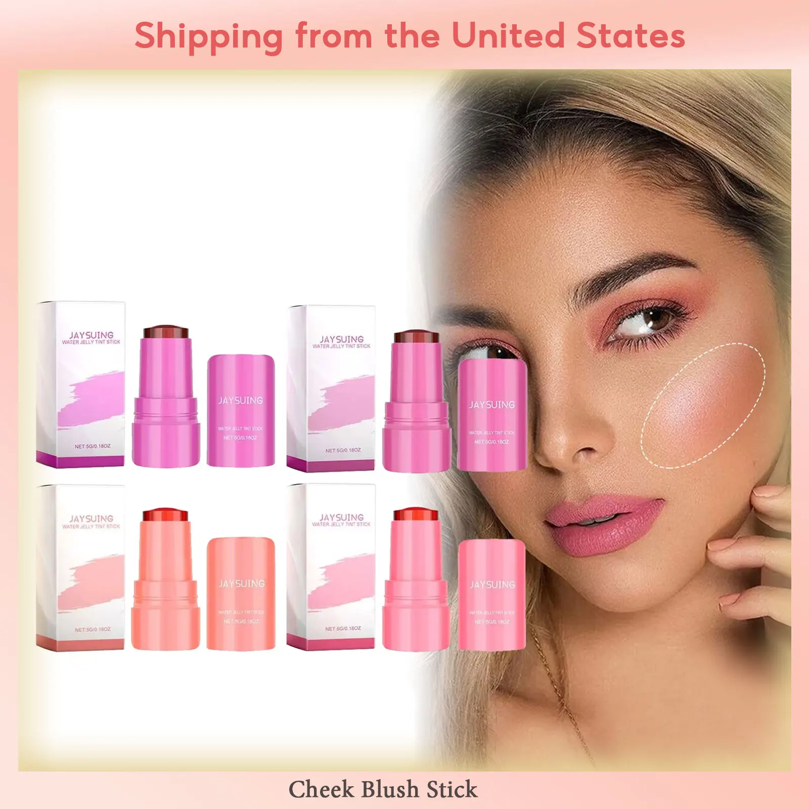 

Moisture Blush Stick Blusher Lip Cheek Dual Use High Color Rendering Brightening Matte Smooth Long Lasting Waterproof Lipstick