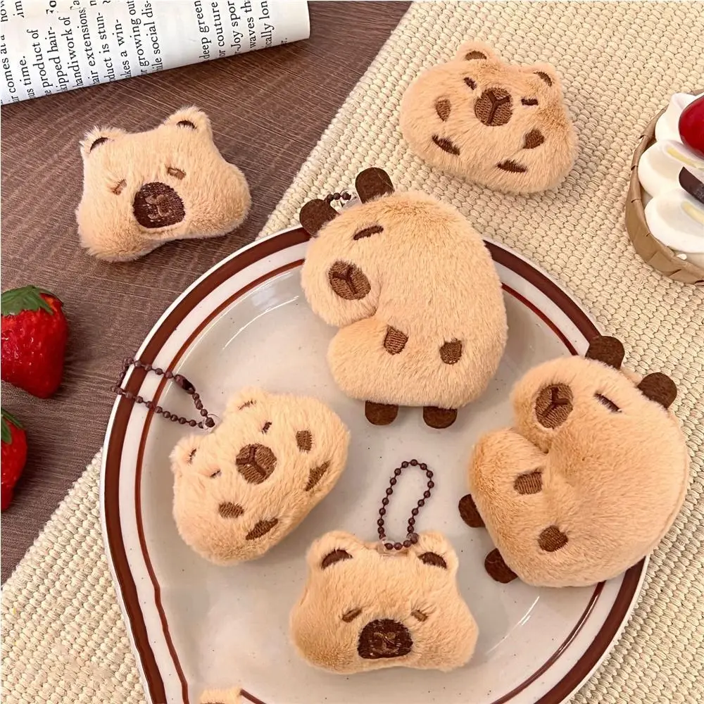 Fashion Cartoon Capybara Plush Keychain Plush Stuffed Soft Plush Brooches Toys Guinea Pig Pendant Backpack Decor