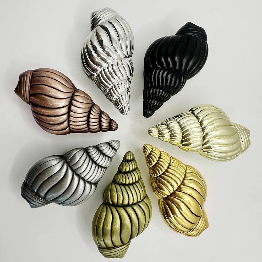 New Conch Knob Ocean Style Knob Cabinet Wine Cooler Small Handle Shoe Cabinet Solid Metal Knob 1Pcs
