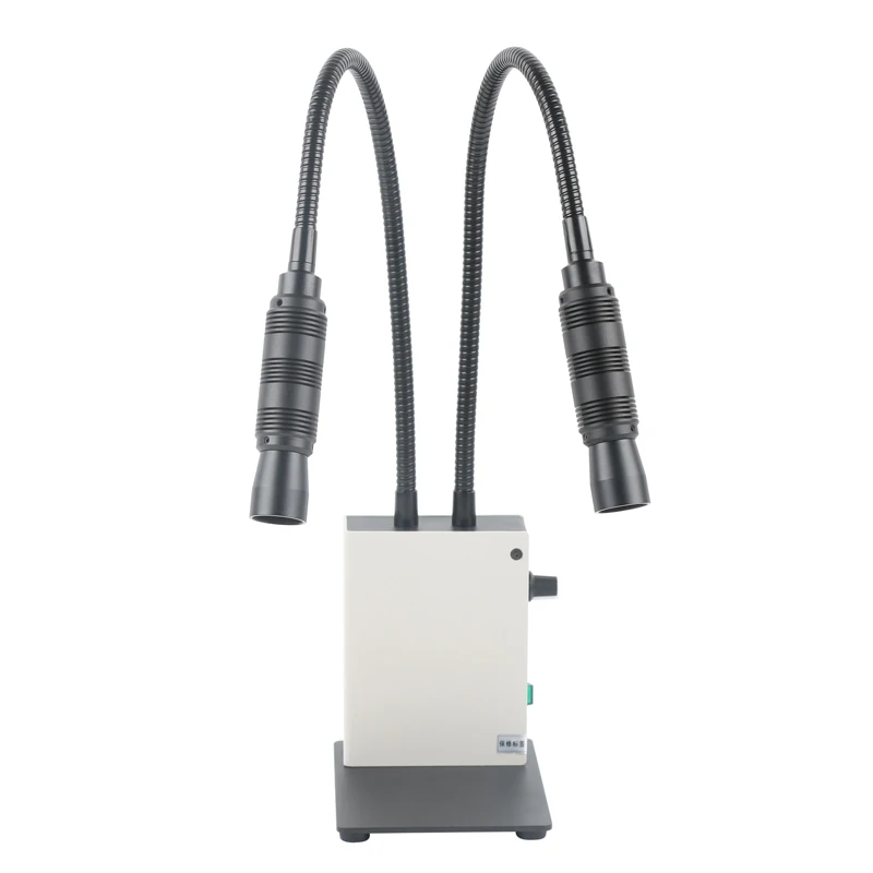 20W Multi position Adjustable Facula Fiber Optic liuminator System Dual Gooseneck Light 6500K Fo Stereo Biological Microscope