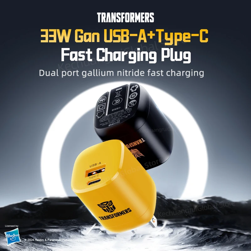 Transformers 2IN1 Ładowarka Kabel PD 35W Szybkie ładowanie Podwójny port USB A Typ C Ładowarka do telefonu Wtyczka USBC Do iPhone 16 15 Huawei