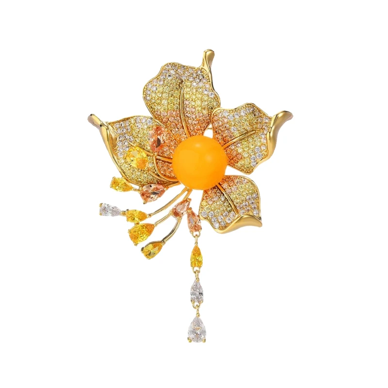 

Luxury high-end fringed beeswax flower corsage blazer coat brooch accessories