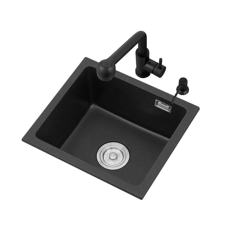 Nakajima Bar Counter Square Black Quartz Stone Sink Size Single Sink Under Counter Kitchen Dishwasher Vegetable Basin