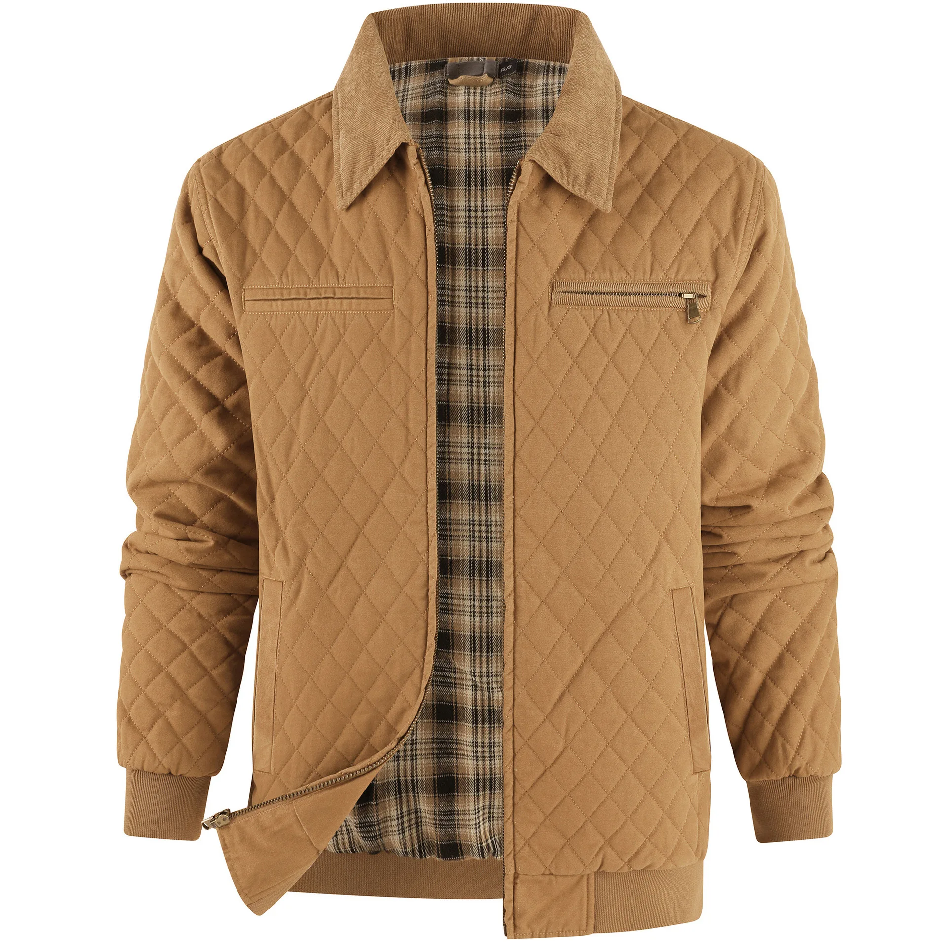 

New men's winter thick jacket, men's zipper pure cotton coat, thick and warm flannel jacket, men's casual jacket, European size