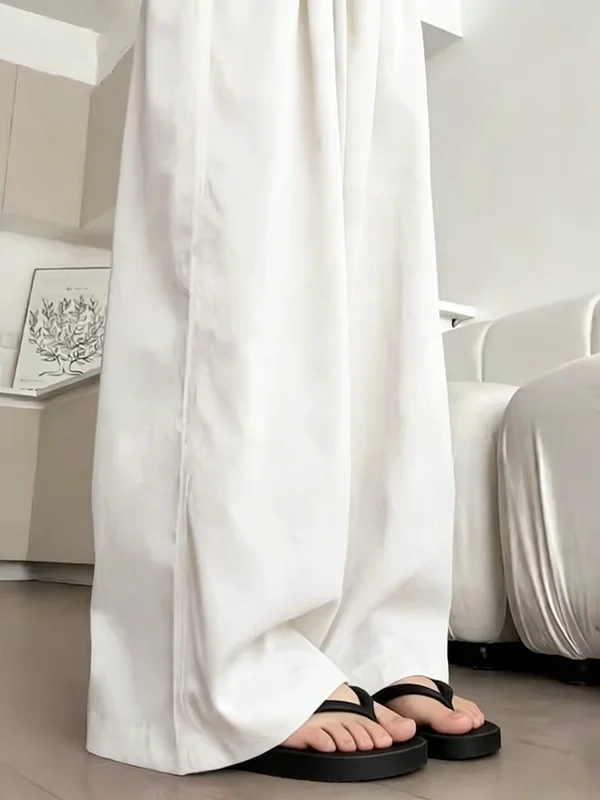 New 2026 Women's Cotton Silk Long Pants Sleepwear Loose Thin Home Clothes Artificial Cotton Spring Summer White Comfortable