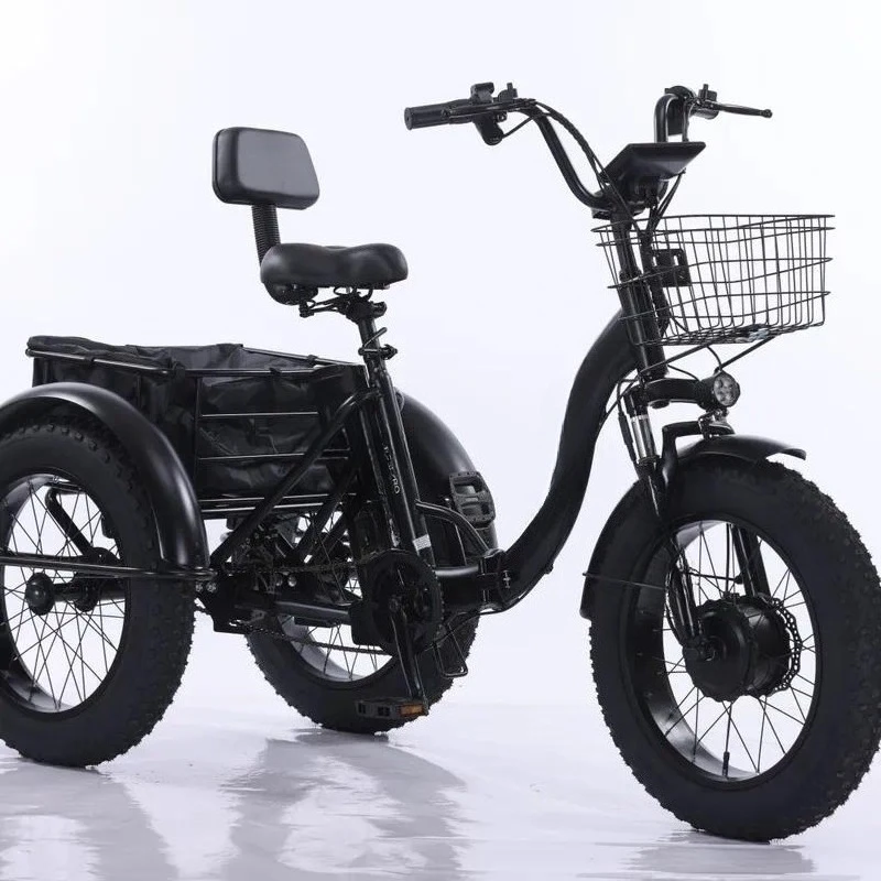 2025 Small Black Steel Folding Electric Tricycle High Carbon Steel Aluminum Alloy Unisex 20 Inch Fat Tire