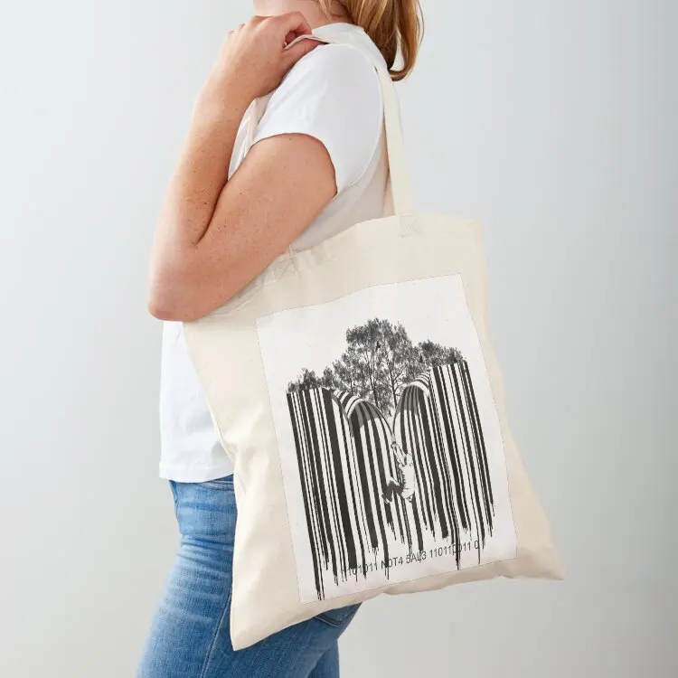 

UNZIP THE CODE barcode graffiti print illustration Tote Bag female bag custom canvas bag tote bags aesthetic