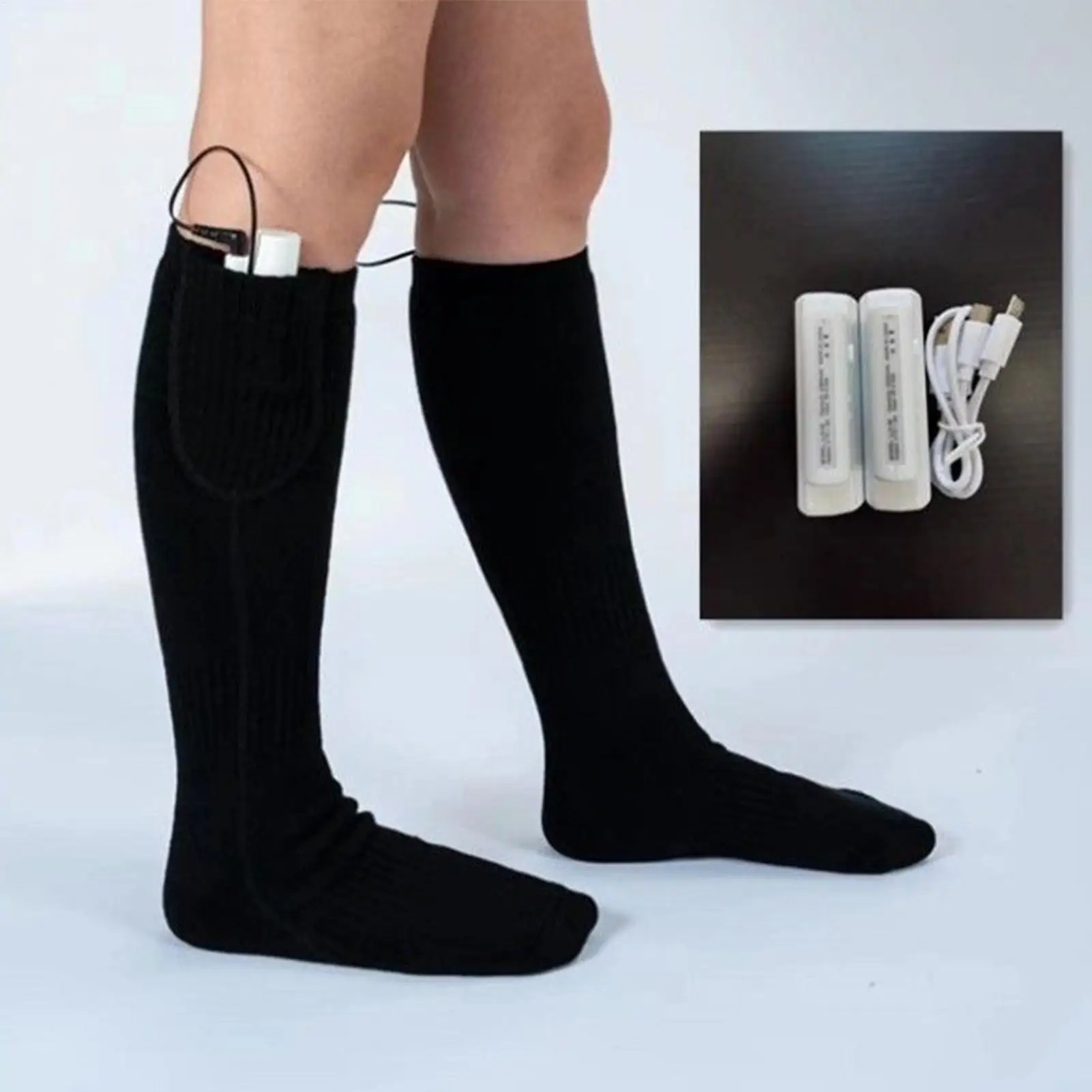 

USB Heated Socks, 2200mAh Battery Long-Lasting Warmth with 3 Heat Levels, for Outdoor Camping, Work & Winter Sports