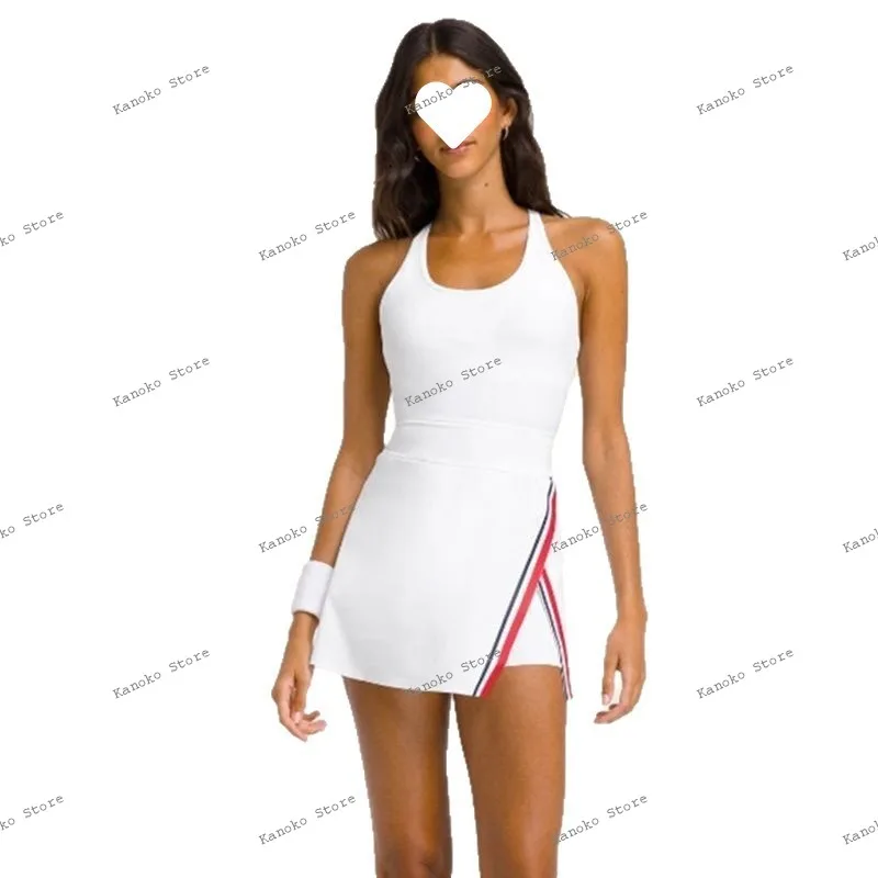 Tennis Skirt Women's Badminton Sports Dress Running Quick-drying Slim Fit with Chest Pad Contrasting Color Clothing Anti-light