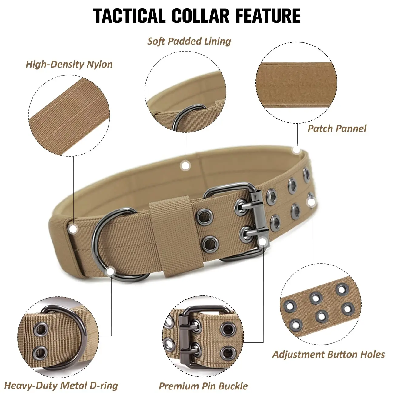 Collare per cani tattico militare K9 collare in Nylon resistente funzionante collari per cani da compagnia per addestramento all\'aperto per cani di