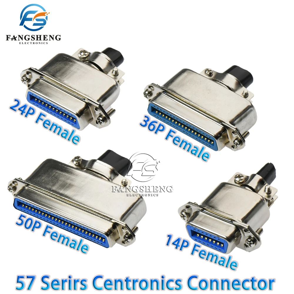 1/5 Pcs 57 Series Centronics Connector Female CN14P/24P/36P/50P Ribbon Computer Printer Cable Mount Adapters with Mental Cover