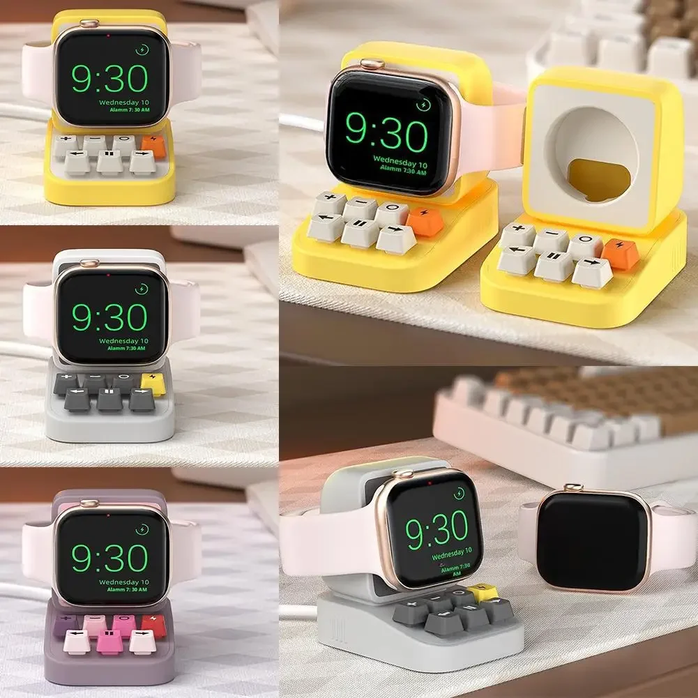 حامل شاحن لساعة أبل Series10 9 8 7 6 5 SE 3 Ultra 1 2 قاعدة شحن لـ Iwatch حامل كابل شحن من السيليكون