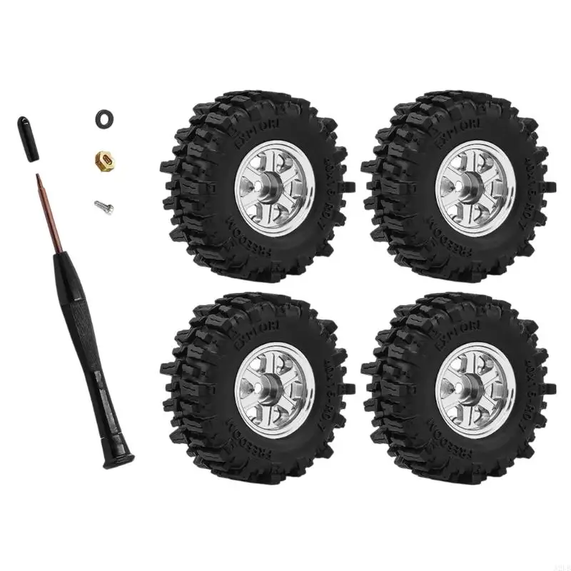Packung mit 1 Satz SCX30 0,7-Zoll-Gummirädern mit Reifen mit festem Halt für funkgesteuerte Modelle Maßstab 1:30 A2UB – Detail 3