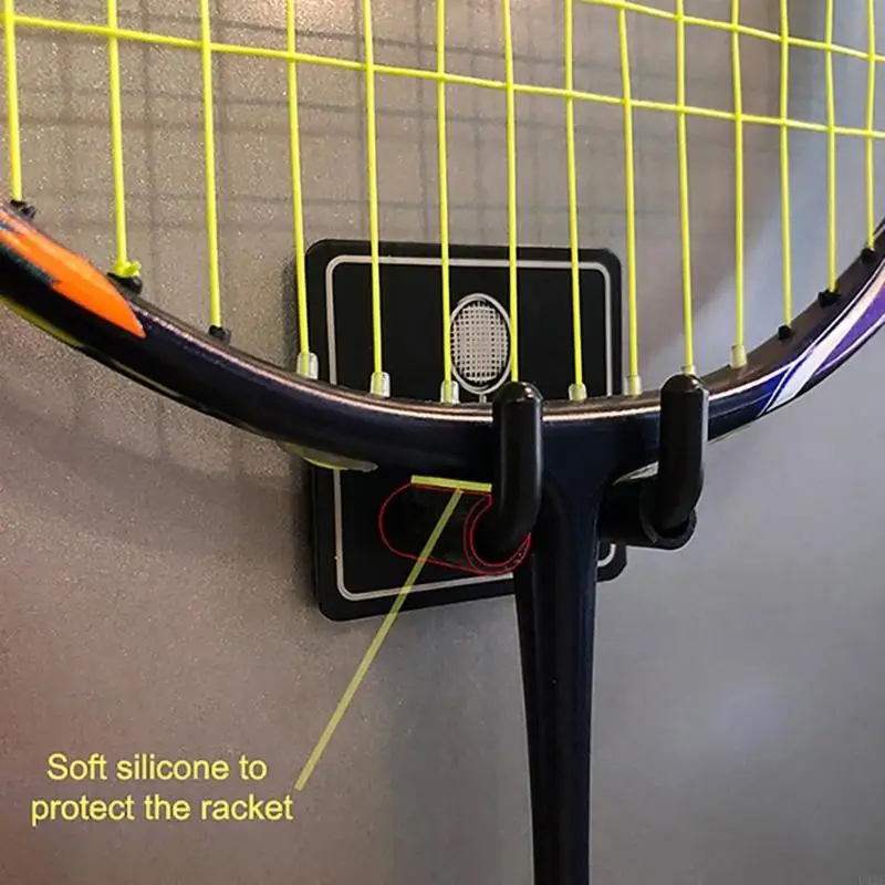 Wall Mounted Racket Rack Metal Hanging Hook Tennis Racket Holder Vertical Display Holder for Garage Gym Workouts 