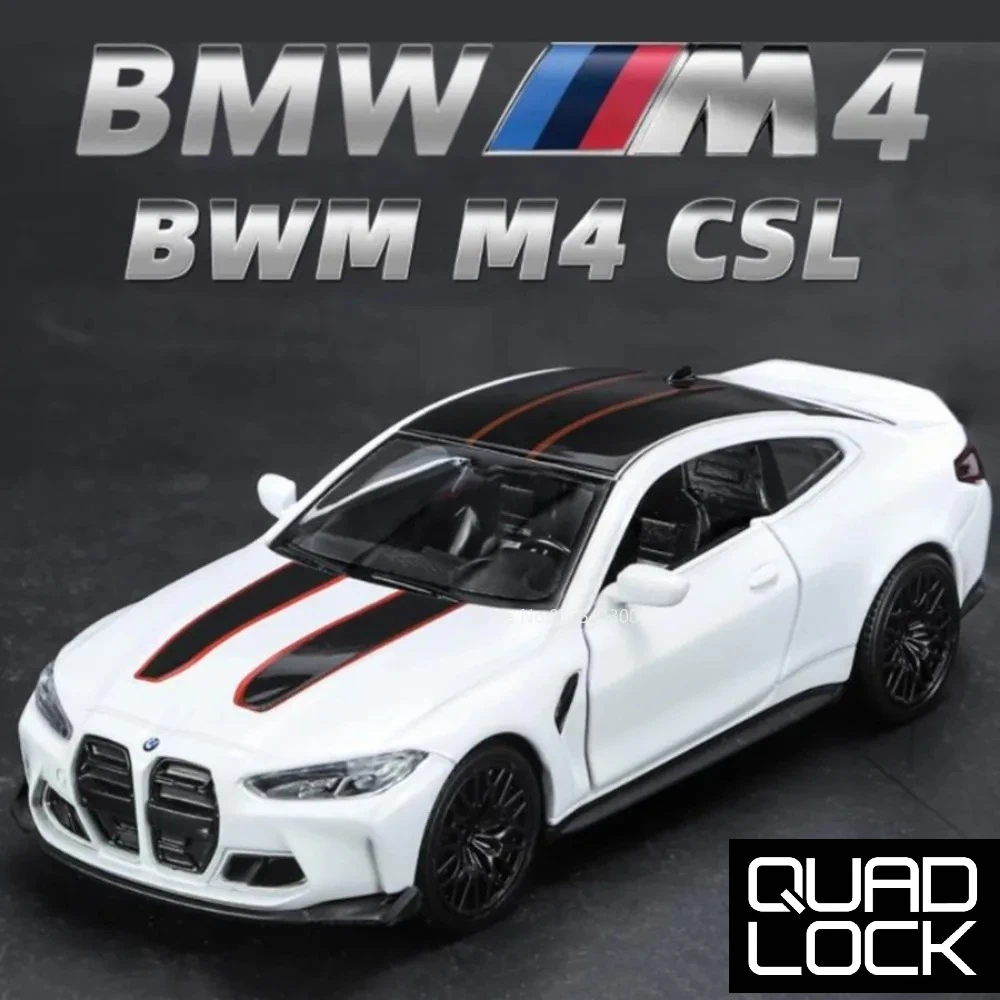 

1/36 BMW M4 CSL Alloy Toys Car Model High Simulation Metal Genuine Door Opened Pull Back Function Boys Birthday Gifts Collection