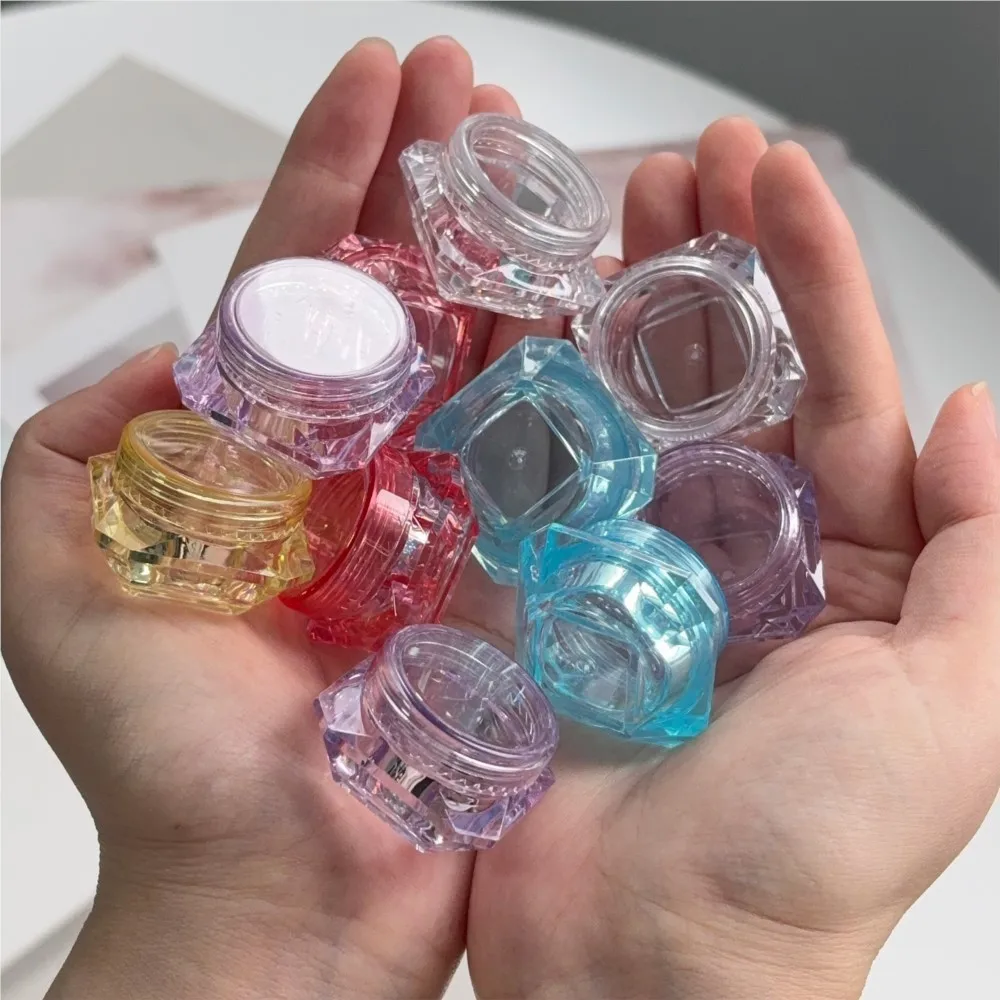 5ml -10Pcs mix Colorful Diamond Empty Acrylic Container Nail Bottles Nail Glitter/ Eye Shadow/Makeup Bottles 5g Sample Container