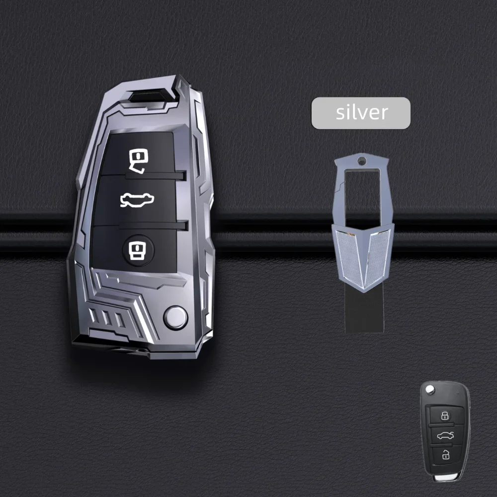 

Alloy Car Remote Key Fob Cover Case Holder Protector For Audi A3 A4 A5 C5 C6 8L 8P B6 B7 B8 C6 RS3 Q3 Q7 TT 8L 8V S3 Accessories