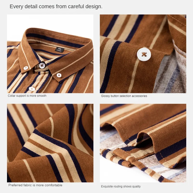 Camisa Oxford de botão masculino, bolso de remendo único, ajuste padrão, confortável, casual, social, 100% algodão